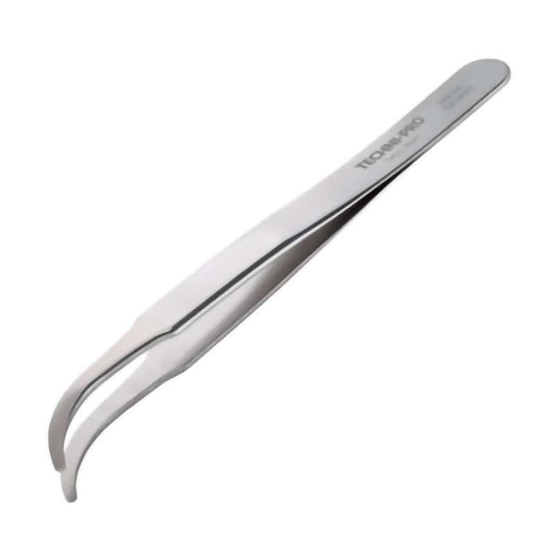High Precision Tweezers, Style 2A, Anti-Acid/Anti-Mag, SS, Curved, Round, 4.7"